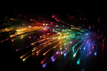 Sticker - glowing optical fiber cables, generative AI