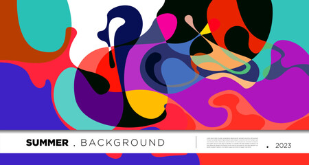 Leinwandbilder - Vector colorful abstract fluid and geometric background for summer