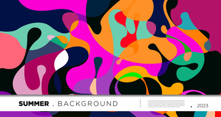 Leinwandbilder - Vector colorful abstract fluid and geometric background for summer