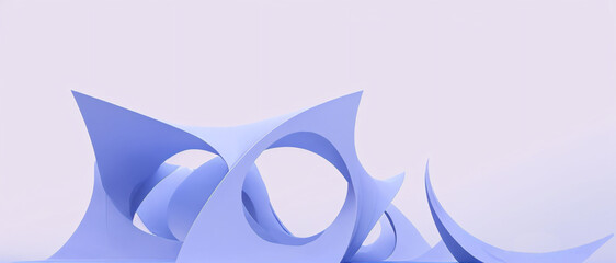 Poster - 3D abstract shape concept and green digital origami sculpture. Architectural inspiration with wave curves and connection technology development concept on plastel purple background. -3d rendering