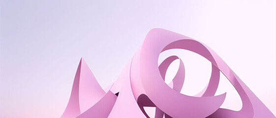 Poster - 3D Abstract shape concept and pink digital sculpture with architectural inspiration with wave curves on pink background. copy space, banner, website, poste - 3d rendering