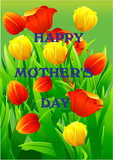 Fototapeta  - mother's day composition with flowers and lettering