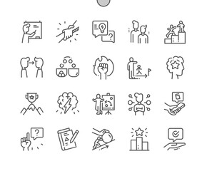 Poster - Mentoring. Tutorial and motivation. Mentor support. Homework. Pixel Perfect Vector Thin Line Icons. Simple Minimal Pictogram