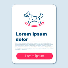 Poster - Line Wooden horse in saddle swing for little children icon isolated on grey background. Colorful outline concept. Vector