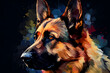 Abstract AI German Shepard Background Polygon. Dog Painting. Created by Generative AI