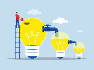 Sharing idea  to new lightbulb concept,Businessman  transfer idea to new lightbulb,creativity , innovation  or learning new skills  transfer information vector illustrator