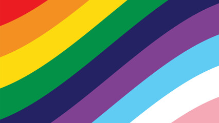Sticker - LGBTQ Pride Rainbow Background. LGBTQIA+ Gay Pride Rainbow Flag Background. Abstract Stripes Pattern Vector Background with LGBTQ+ Progress Pride Flag Colors. Stock Vector Illustration.