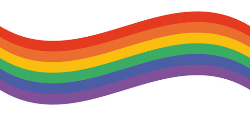 Sticker - LGBT Pride Flag Rainbow Ribbon Illustration. Wavy Rainbow Ribbon with LGBT Pride Flag Colors. Isolated Ribbon Design Element for Pride Month Designs. Vector Illustration 