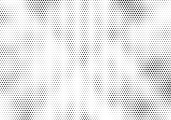 Halftone vector background. Monochrome halftone pattern. Abstract geometric dots background. Pop Art comic gradient black white texture. Design for presentation banner, poster, flyer, business card.