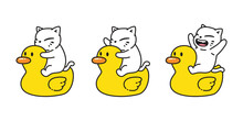Cat Vector Kitten Icon Duck Rubber Swimming Ring Inflatable Neko Calico Pet Character Cartoon Symbol Tattoo Stamp Scarf Illustration Isolated Design