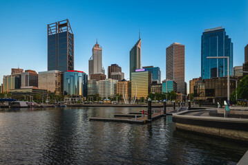 Sticker - skyline of perth at night by swan river in western australia, australia