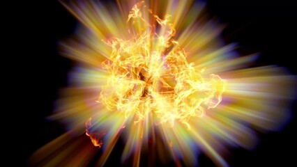 Poster - Divine light shines through the flames. Healing fire. Seamless loop.