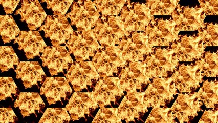 Poster - Hexagonal pattern of bright fire. Seamless loop.