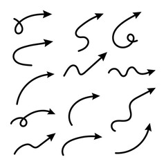 Wall Mural - curved arrows. set of vector hand drawn arrows. collection of pointers.