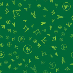 Poster - Set line Graph, schedule, chart, diagram, Function mathematical symbol and Drawing compass on seamless pattern. Vector