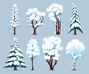 Wall Mural - Winter Trees Set