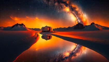 Wall Mural - amazing landscape as background design. incredible evening scene of beautiful nature. night sky is r
