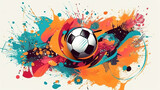Fototapeta Kosmos - a cool wave inspired soccer marketing poster, generative ai technology