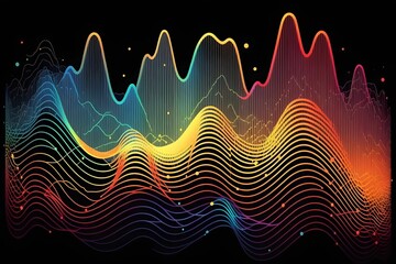 Wall Mural - vector holographic background music wave lines