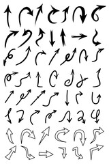 Poster - Hand drawn arrow vector icons set. sketch arrow design for business plan and education