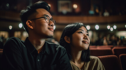 couple in night club, happy asian young malaysian couple, generative ai