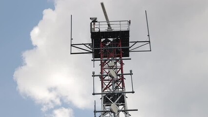 Poster - maritime radar tower with rotating antenna