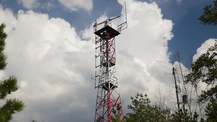 Poster - maritime radar tower with rotating antenna