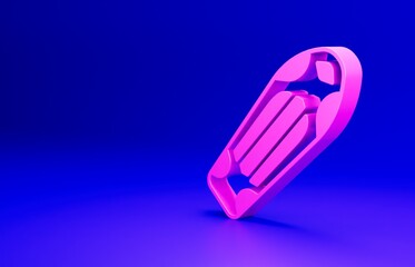 Sticker - Pink Skateboard deck icon isolated on blue background. Extreme sport. Sport equipment. Minimalism concept. 3D render illustration