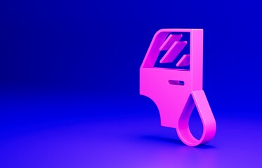 Sticker - Pink Car painting icon isolated on blue background. Car body repair process. Minimalism concept. 3D render illustration