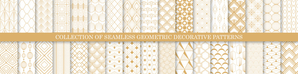 collection of seamless decorative luxury geometric patterns - gold design. repeatable ornamental ele