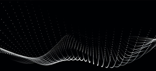 Poster - Abstract digital particle wave. Futuristic dotted wave. Technology background vector. Vector illustration