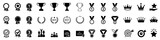 Fototapeta Paryż - Set of winning award and prize icons, trophy reward, victory trophy signs depicting an award, victory cup achievement, winner medal - stock vector
