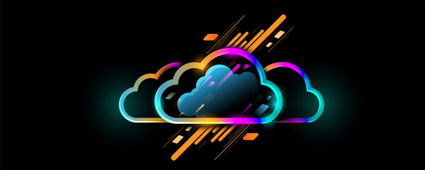 Wall Mural - Sci-fi computer cloud technology background image