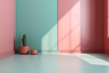 wall indoor interior minimal floor light mockup background room shape modern render. Generative AI. Generative AI