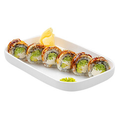 Wall Mural - Portion of dragon sushi rolls with eel and sauce