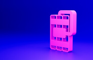 Sticker - Pink Detonate dynamite bomb stick and timer clock icon isolated on blue background. Time bomb - explosion danger concept. Minimalism concept. 3D render illustration