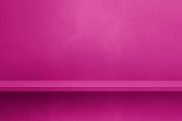 Poster - Empty shelf on a pink concrete wall. Background template. Horizontal mockup