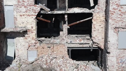 Poster - old ruined brick building without walls