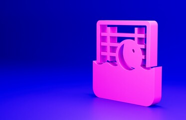 Sticker - Pink Water polo icon isolated on blue background. Minimalism concept. 3D render illustration