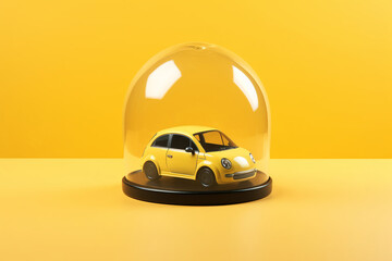 A car protected under a glass dome bubble. Car insurance concept. Generative ai Generative AI