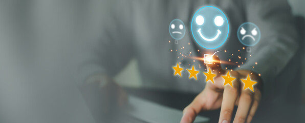 Poster - Customer service satisfaction survey feedback for business review rating and best service or finance digital marketing poll or user comment concepts.