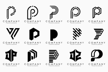 Wall Mural - Set of letters p logo design. modern icon creative monogram inspiration.