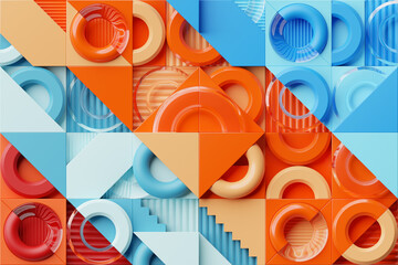 Poster - Modern minimalist design with realistic 3d rendering objects. Abstract background. Poster in art trend style. 3D illustration