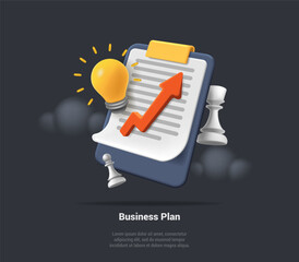 Poster - Business Plan And Effective Time Planning Tools. Project Development Icon. Work Organizer, Daily Plan. Project Manager Tool, Business, Productivity Online Platform. 3d Realistic Vector Illustration