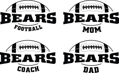 Wall Mural - Football - Bears is a sports team design that includes text with the team name and a football graphic. Great for Bears t-shirts, advertising and promotions for teams or schools.