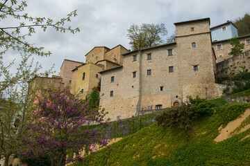 Picturesque view of Postignano old village in Umbria region, Italy