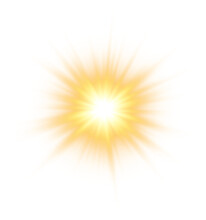 Golden Glowing Lights Effects Isolated On Transparent Background. Solar Flare With Beams And Spotlight. Glow Effect. Starburst With Sparkles. PNG.