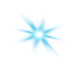 Wall Mural - blue glowing lights effects isolated on transparent background. solar flare with beams and spotlight