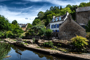 Medieval Village And Artist Enclave Pont Aven At Finistere River Aven In Brittany, France