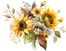 Watercolor Sunflower Bouquet